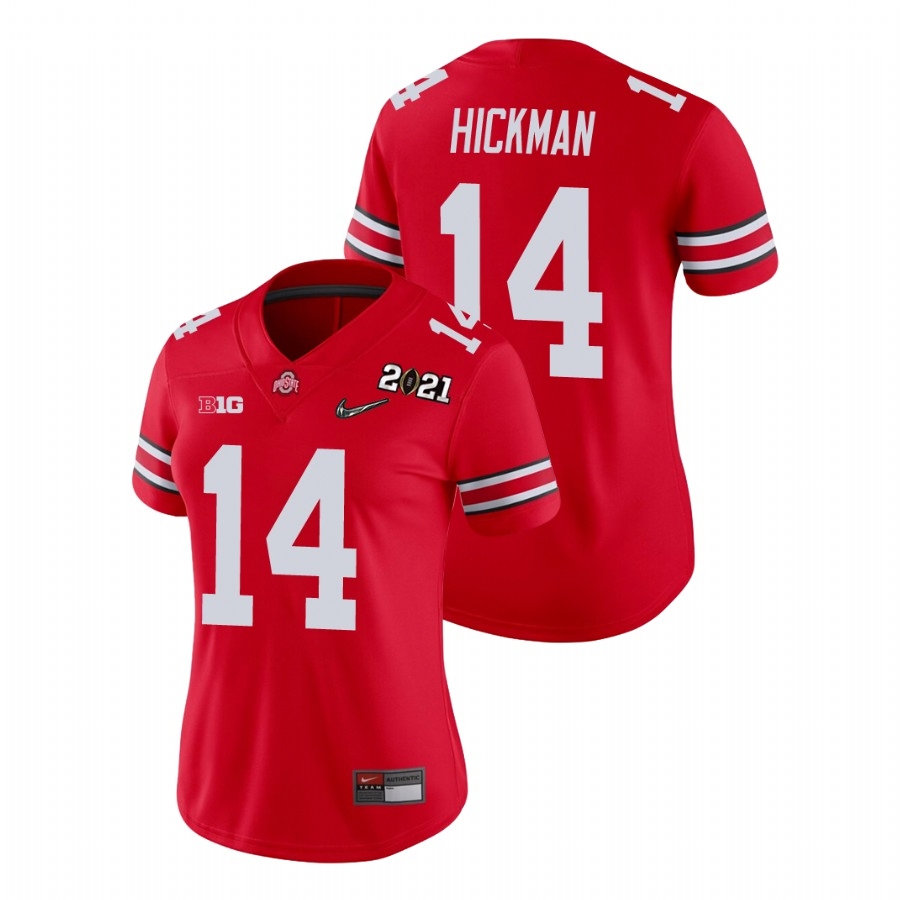Ohio State Buckeyes Women's NCAA Ronnie Hickman #14 Scarlet Champions 2021 National College Football Jersey NCT3649BJ